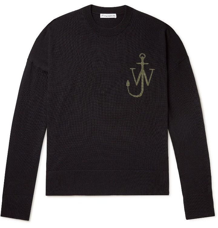 Photo: JW Anderson - Logo-Jacquard Wool Sweater - Black