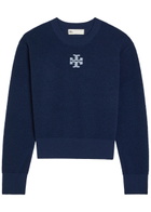 Tory Burch Logo Wool-blend Jumper Navy