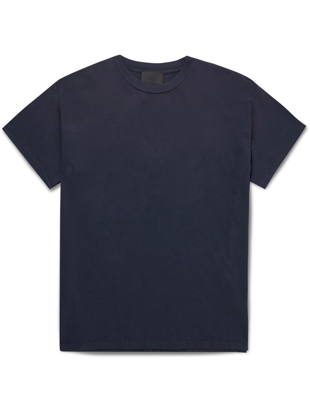 Photo: Fear of God - Logo-Flocked Cotton Jersey T-Shirt - Blue