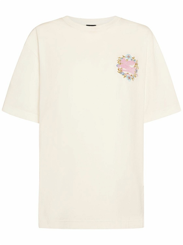 Photo: ETRO - Cotton Crewneck T-shirt W/embroidery