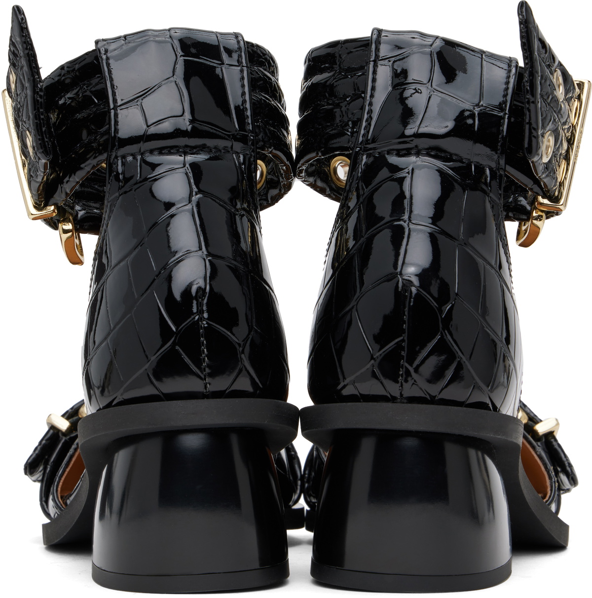 GANNI Black Feminine Buckle Open Cut Heels GANNI