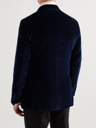 Thom Sweeney - Slim-Fit Faille-Trimmed Cotton and Modal-Blend Velvet Tuxedo Jacket - Blue