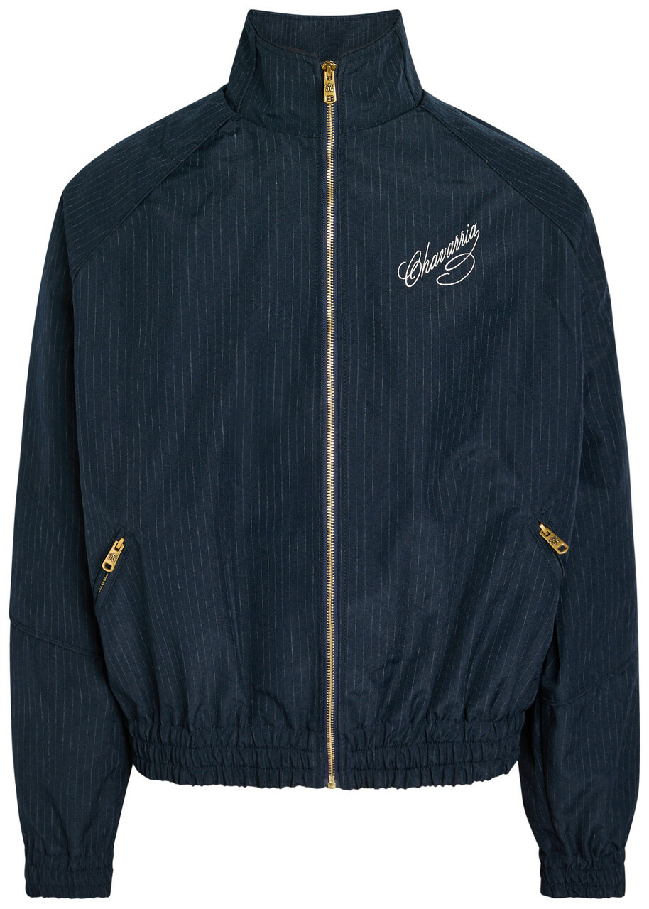 Willy Chavarria Ruff Rider Pinstriped Woven Track Jacket Navy