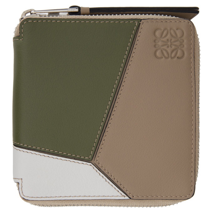 Photo: Loewe Green and Beige Puzzle Square Zip Wallet