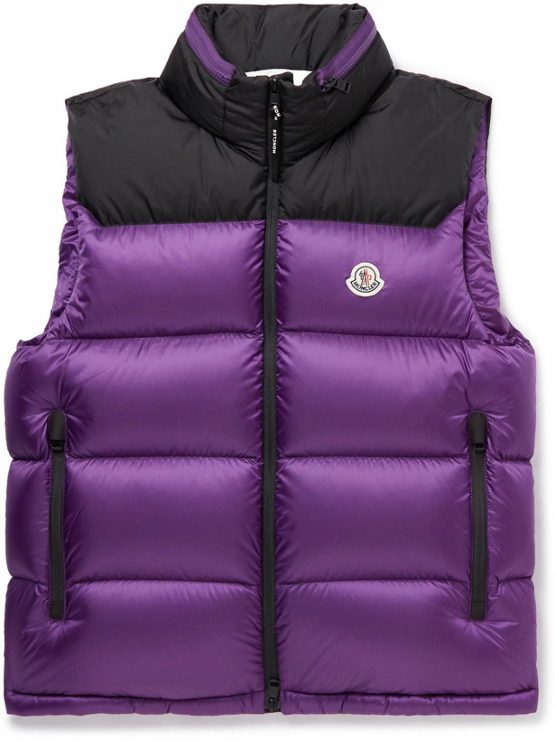 Photo: Moncler - Ophrys Logo-Appliquéd Colour-Block Quilted Shell and Ripstop Down Gilet - Purple