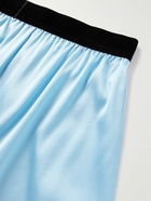 TOM FORD - Velvet-Trimmed Stretch-Silk Satin Boxer Briefs - Blue