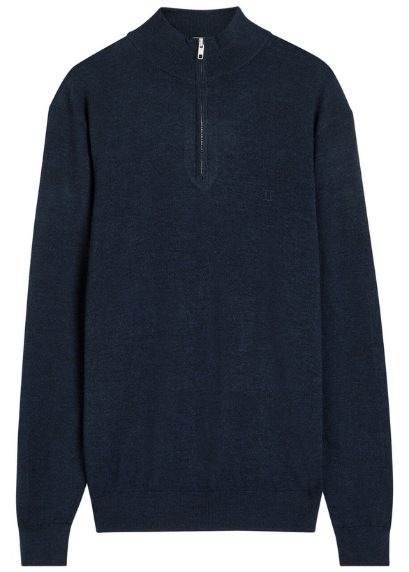 Photo: Les Deux Greyson Half-zip Merino Wool Jumper Navy