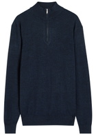 Les Deux Greyson Half-zip Merino Wool Jumper Navy