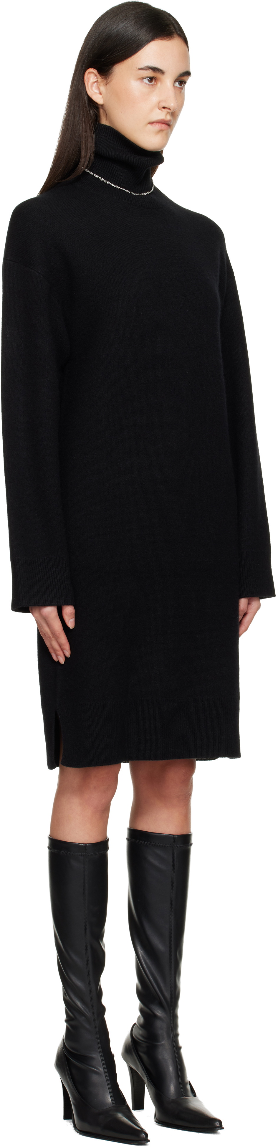 TOTEME Black Broad Turtleneck Minidress