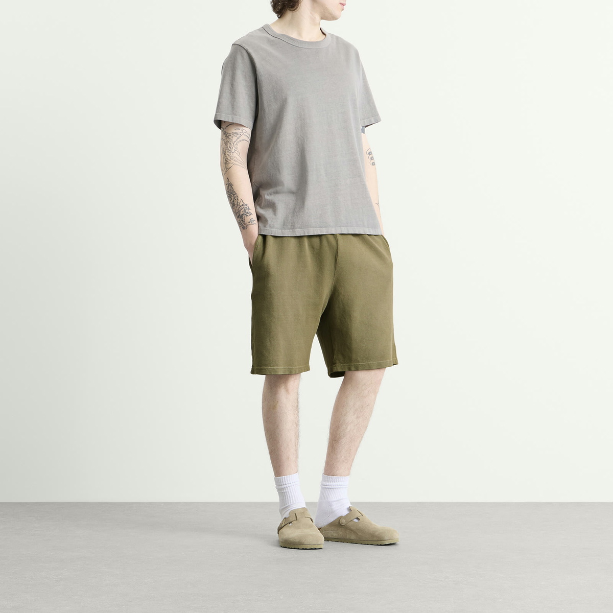 Les Tien Men's Pique Cotton Rider Short in Military Ice