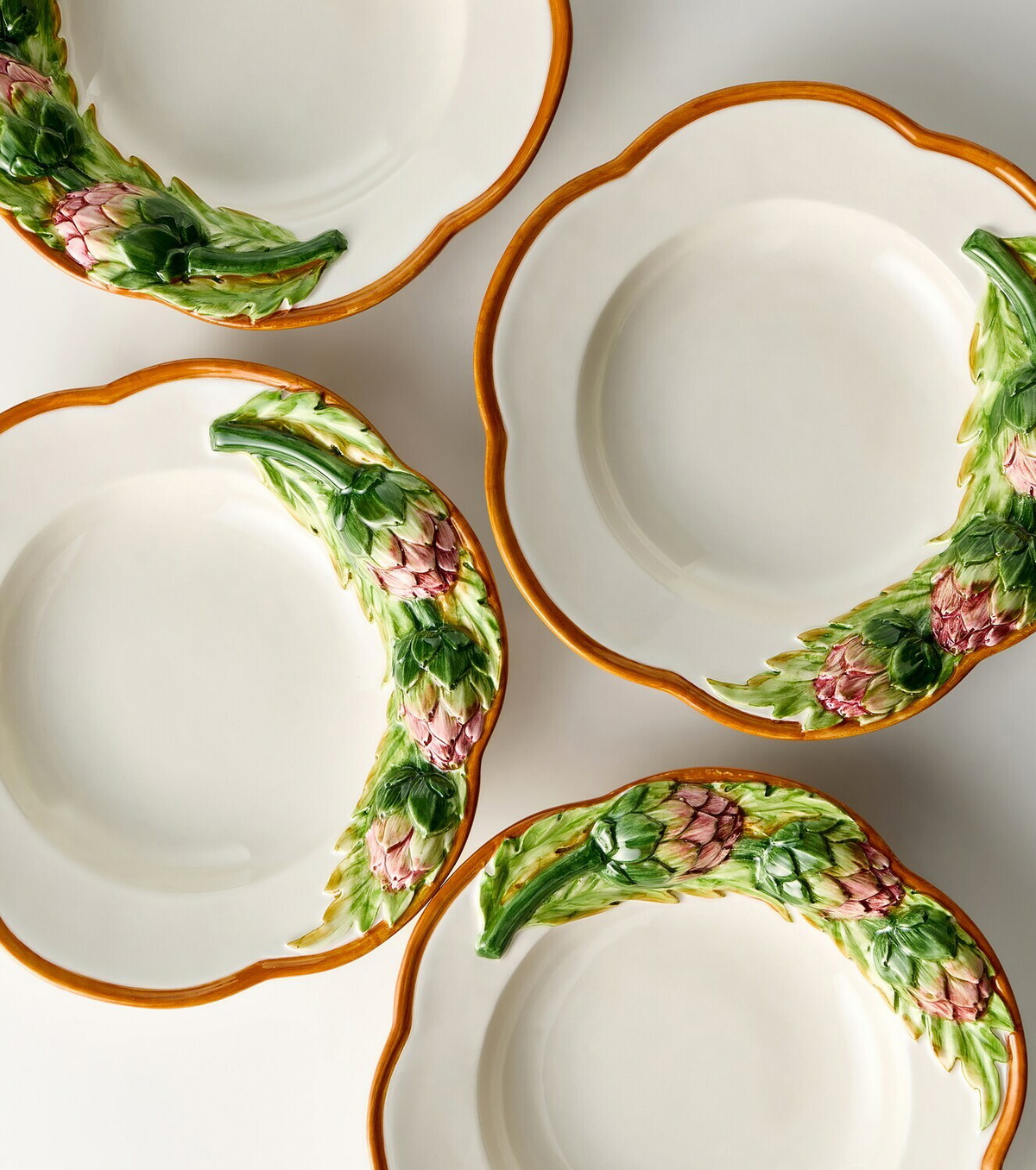 Les-Ottomans Artichoke set of 4 ceramic pasta bowls