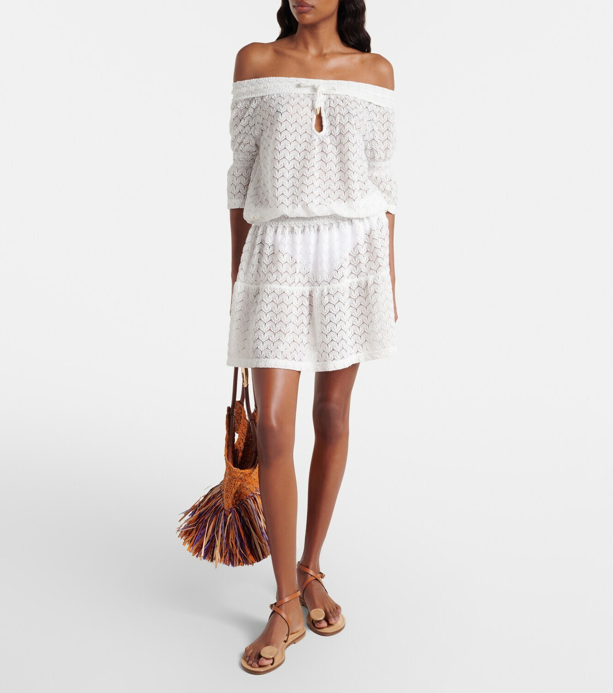 Melissa Odabash Flo crochet cotton and linen minidress
