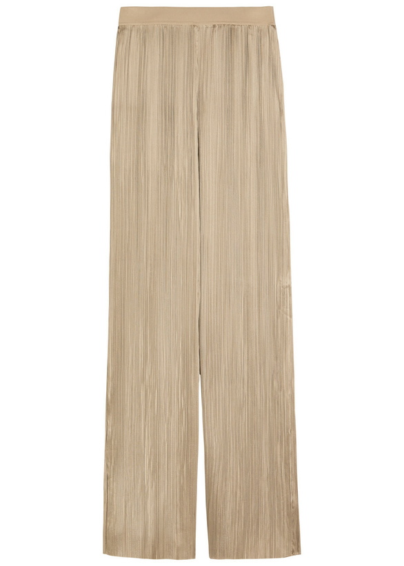Photo: Joseph Amber Pleated Wide-leg Satin Trousers Beige