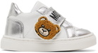 Moschino Baby White & Silver Teddy Velcro Sneakers