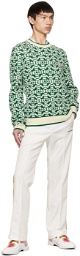 Casablanca Green & White Jacquard Sweater