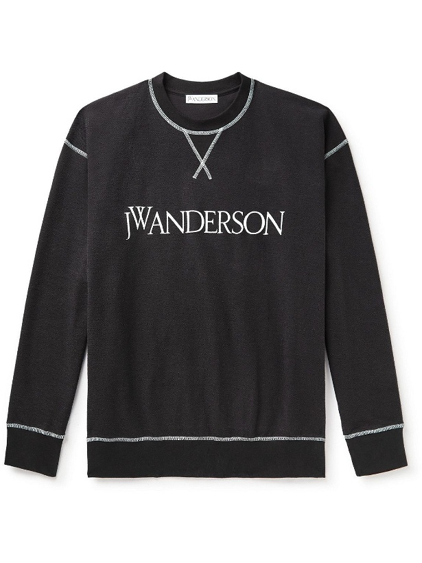 Photo: JW Anderson - Logo-Embroidered Cotton-Jersey Sweatshirt - Black