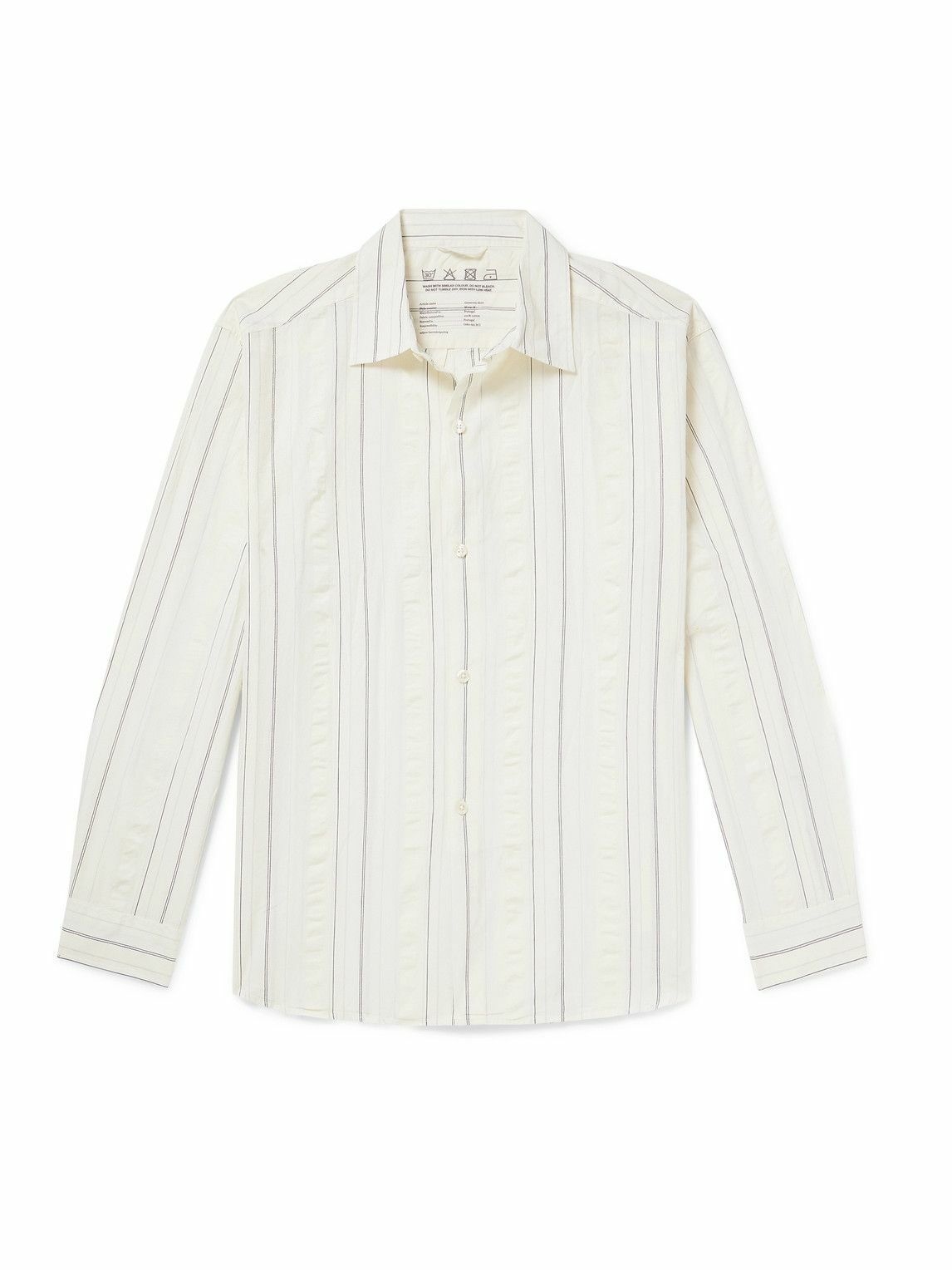 Photo: mfpen - Generous Striped Seersucker-Trimmed Cotton-Poplin Shirt - Neutrals