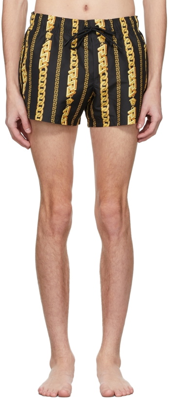 Photo: Versace Underwear Black Chain Swim Shorts
