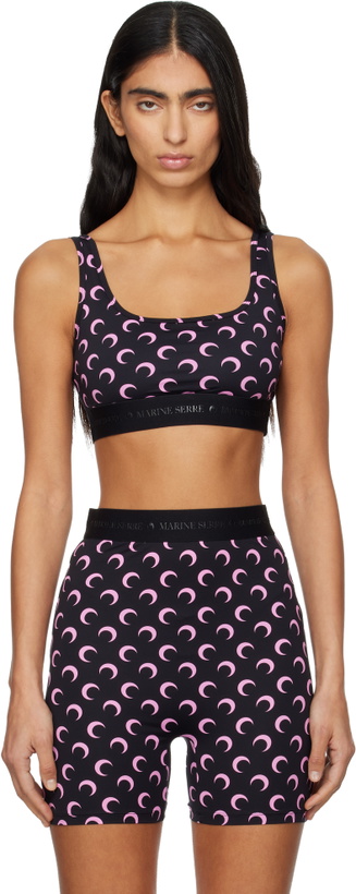 Photo: Marine Serre Black Recycled Moon Jersey Sport Bra