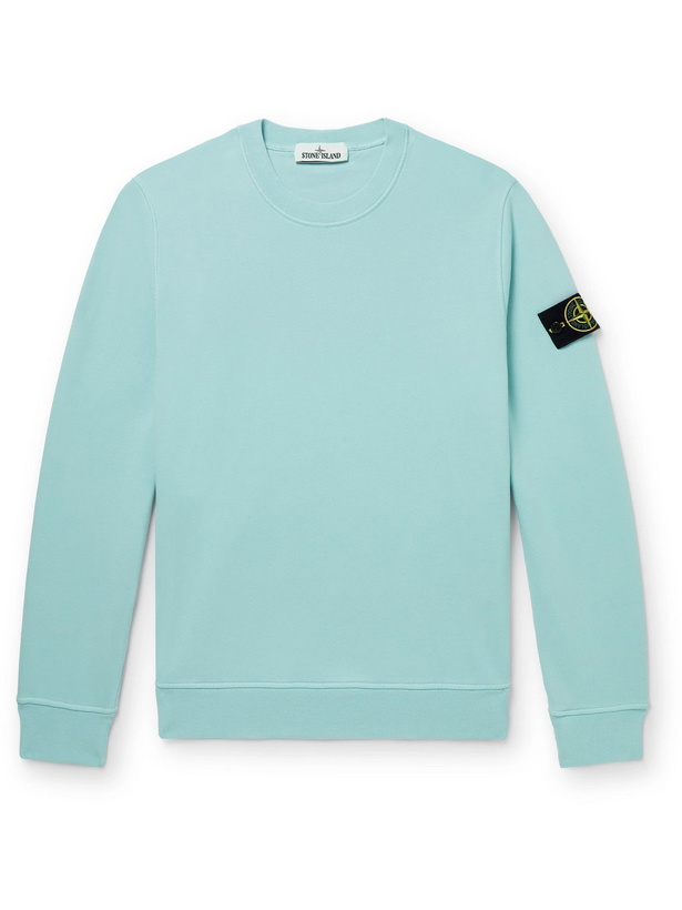 Photo: Stone Island - Logo-Appliquéd Cotton-Jersey Sweatshirt - Blue