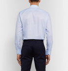 Canali - Cutaway-Collar Cotton and Linen-Blend Shirt - Blue