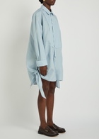 JW Anderson Knotted Cotton-blend Mini Shirt Dress Light Blue
