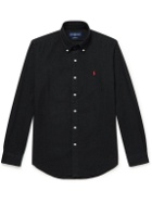 Polo Ralph Lauren - Button-Down Collar Logo-Embroidered Brushed Cotton-Flannel Shirt - Black