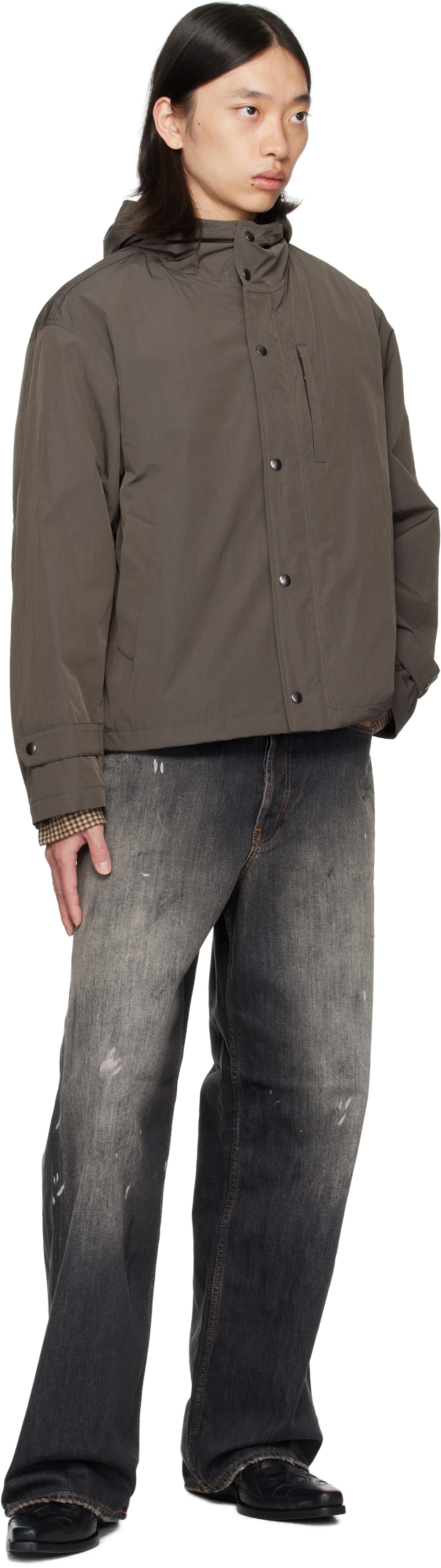 COOR Brown Crop Hoodie Mill Parka