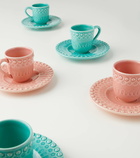 Bordallo Pinheiro Fantasia set of 4 espresso cups and saucers