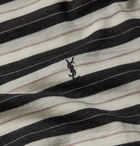 SAINT LAURENT - Logo-Embroidered Striped Wool-Jersey T-Shirt - Unknown