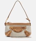 Balenciaga Le City Mini canvas and suede shoulder bag
