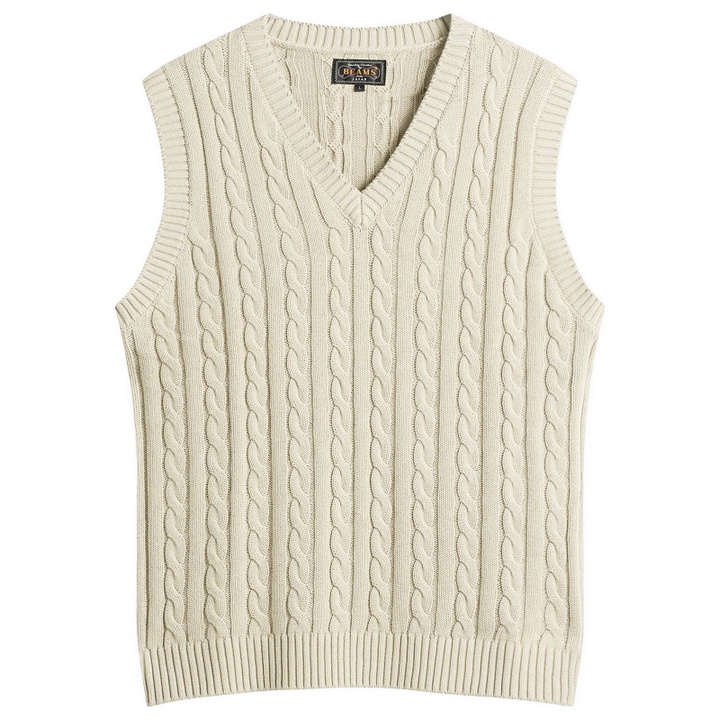 Photo: Beams Plus Men's Cable Knit Vest in Grey