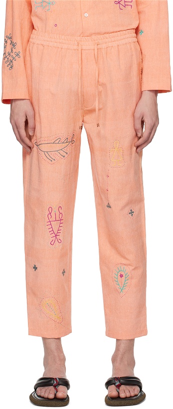 Photo: HARAGO Orange Embroidered Trousers