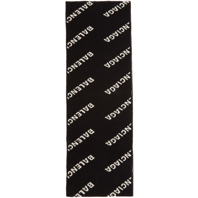 Balenciaga Black and White All Over Logo Scarf Balenciaga Balenciaga Black and White All Over Logo Scarf Balenciaga