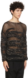 Isabel Benenato Black Camouflage Effect Crewneck Sweater