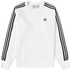 Adidas Men's 3 Stripe Crew Sweat in White