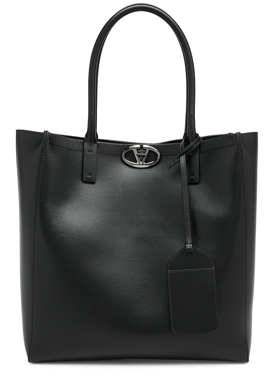Valentino VLogo Locker Leather Tote - Black - One Size