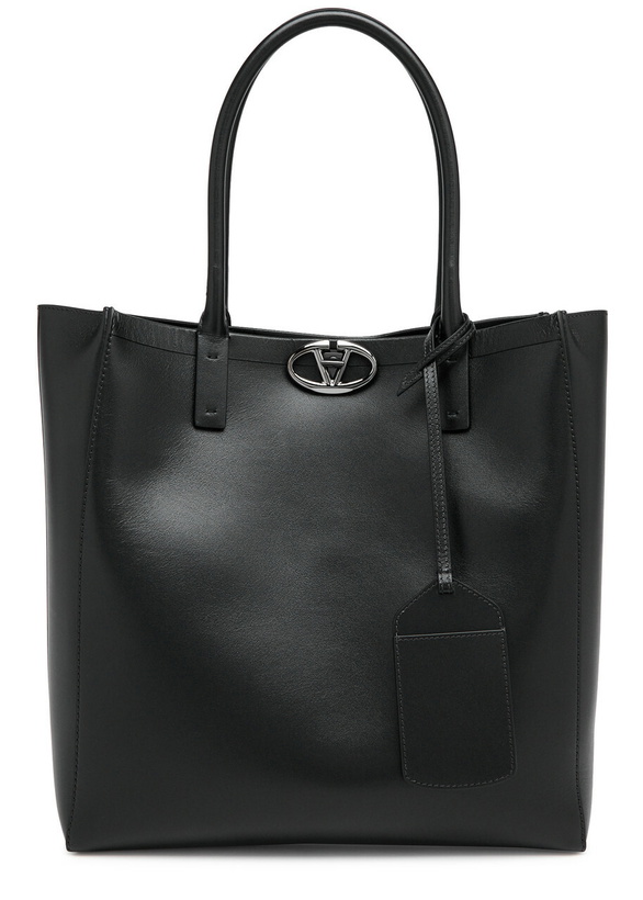 Photo: Valentino VLogo Locker Leather Tote - Black - One Size