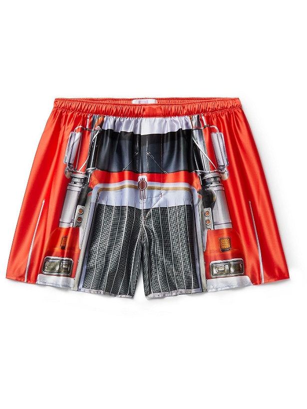 Photo: ERL - Printed Stretch-Satin Boxer Shorts - Red