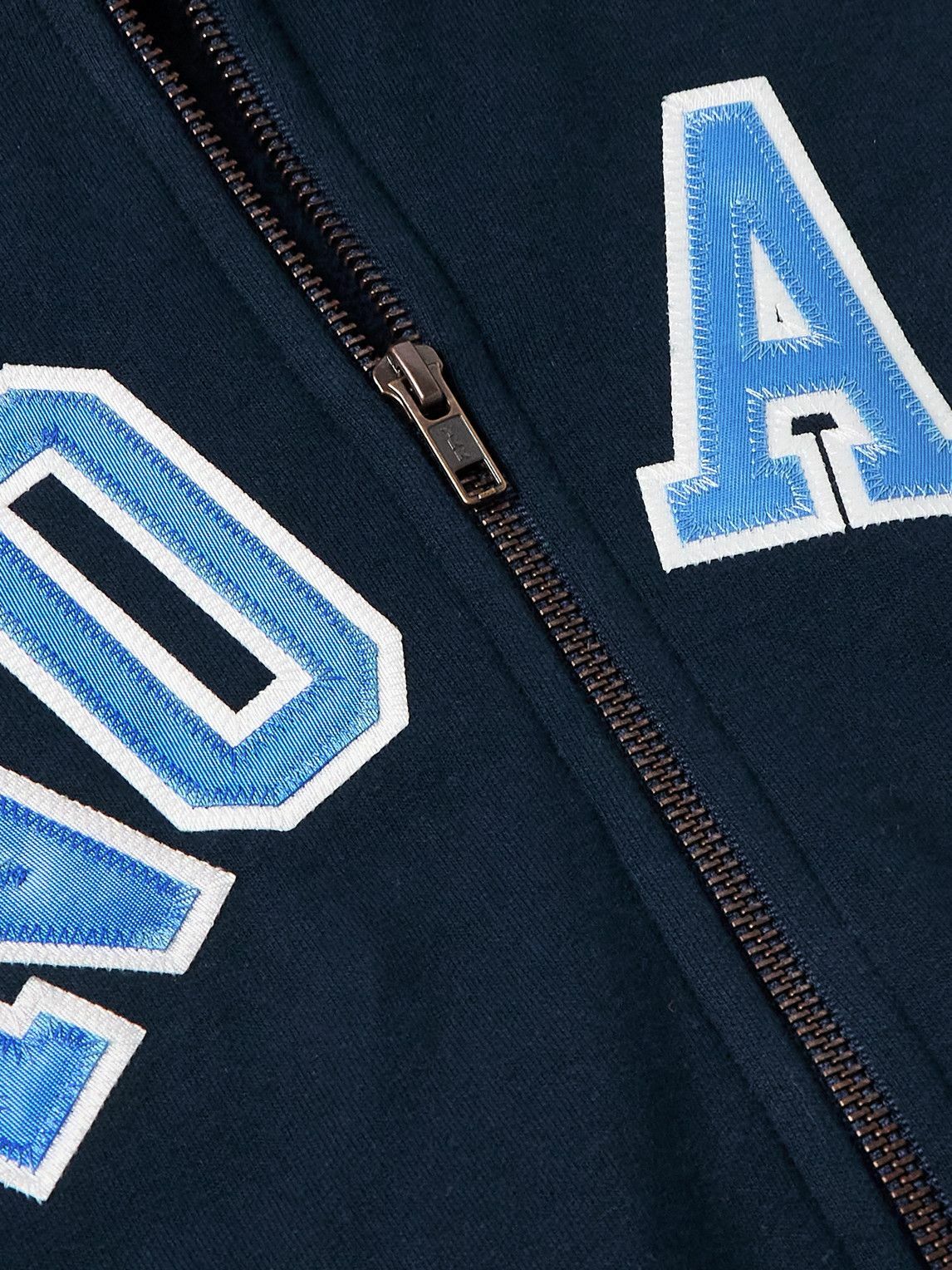 Noah - Logo-Appliquéd Cotton-Jersey Zip-Up Hoodie - Blue