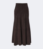 Nour Hammour Garnier suede midi skirt