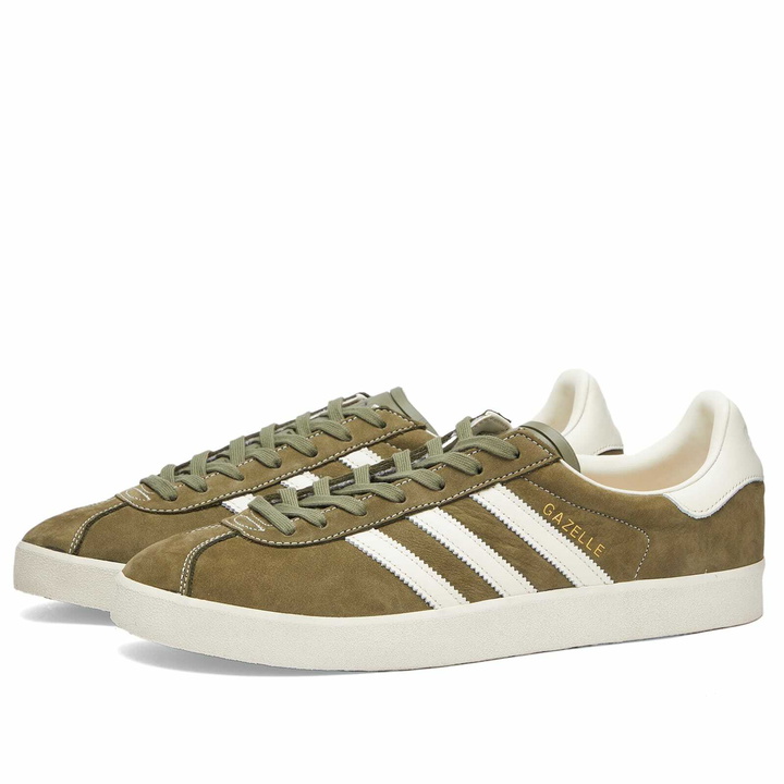 Photo: Adidas Gazelle 85 Sneakers in Olive Strata/Chalk White