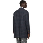 Thom Browne Navy Tweed Harris Chesterfield Sack Coat