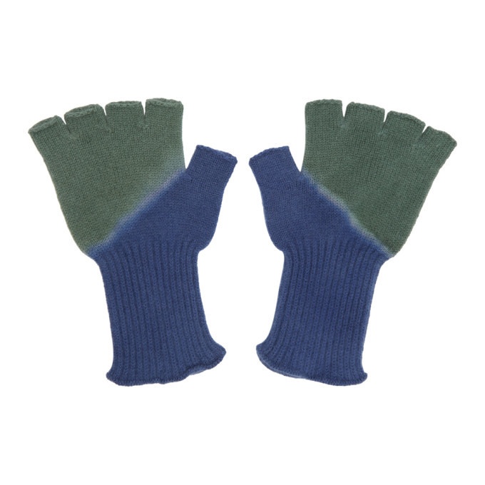 Photo: The Elder Statesman Green and Blue Hot Fingerless Gloves