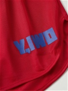 Y,IWO - Lessons Straight-Leg Logo-Print Mesh Shorts - Red