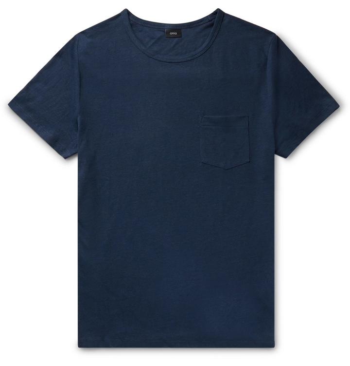 Photo: Onia - Chad Linen-Blend Jersey T-Shirt - Blue