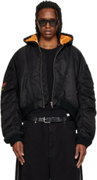 LU'U DAN Black Distorted MA1 Bomber Jacket