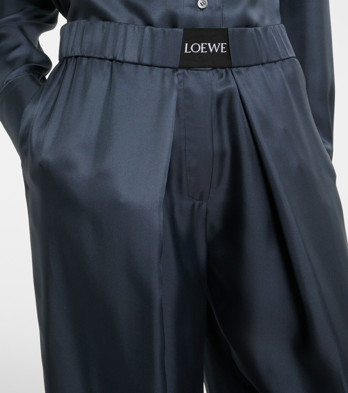 Loewe Logo silk wide-leg pants