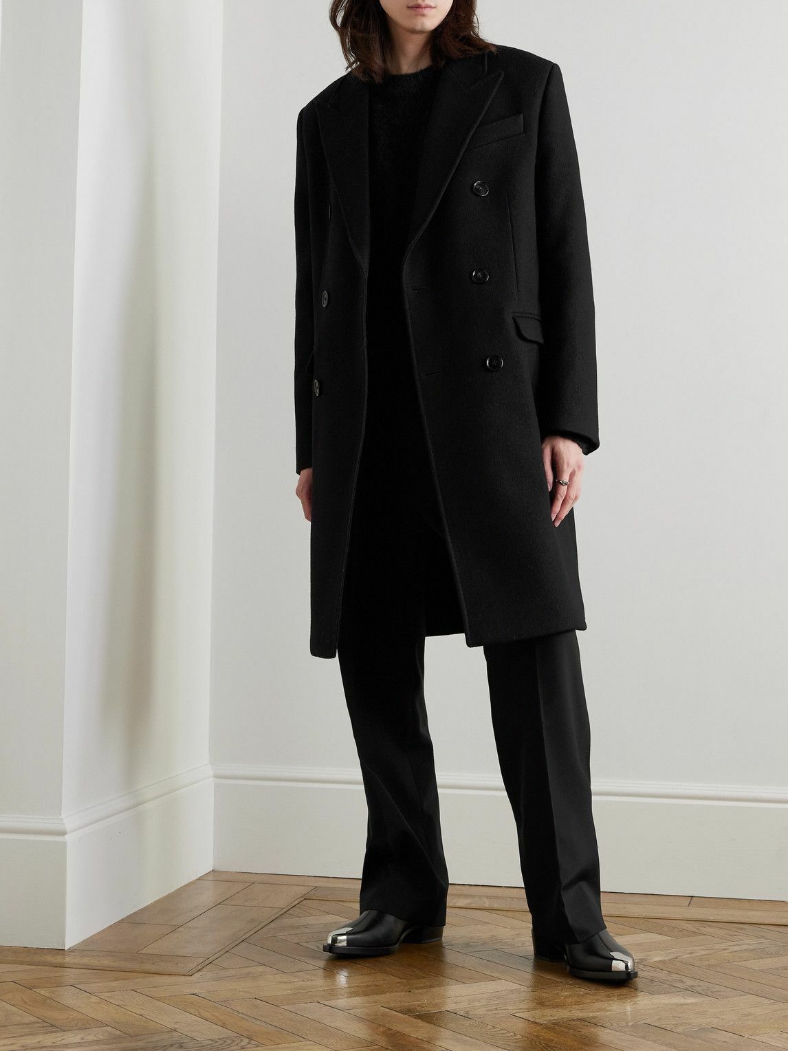 AMI PARIS - Double-Breasted Virgin Wool Coat - Black AMI