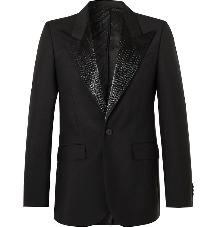 Photo: Givenchy - Embellished Satin-Trimmed Wool and Mohair-Blend Tuxedo Jacket - Black